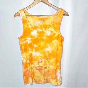 Custom Dreamsicle Orange Yellow Tie Dye Tank XXL